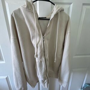 Brandy Melville Cream Zip-Up Hoodie